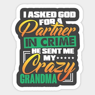 I Asked God for A Partner in Crime He Sent Me My Crazy Grandma Sticker